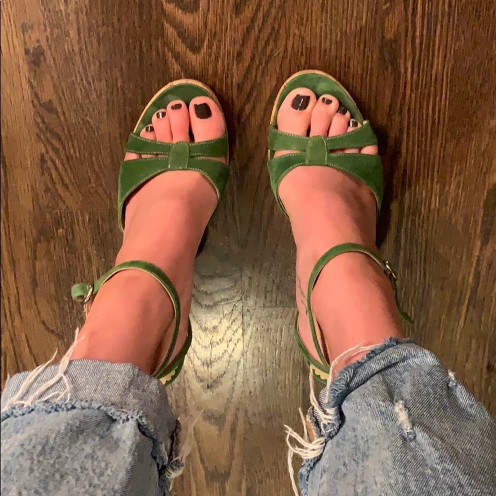 Franco Barbieri green suede heels